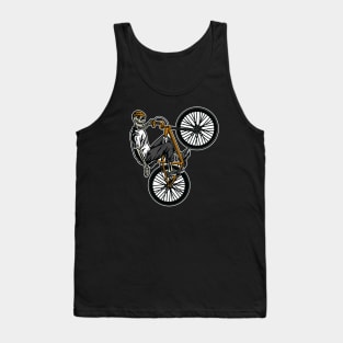 Skeleton Gang Banger on a Bicycle Cartoon Tank Top